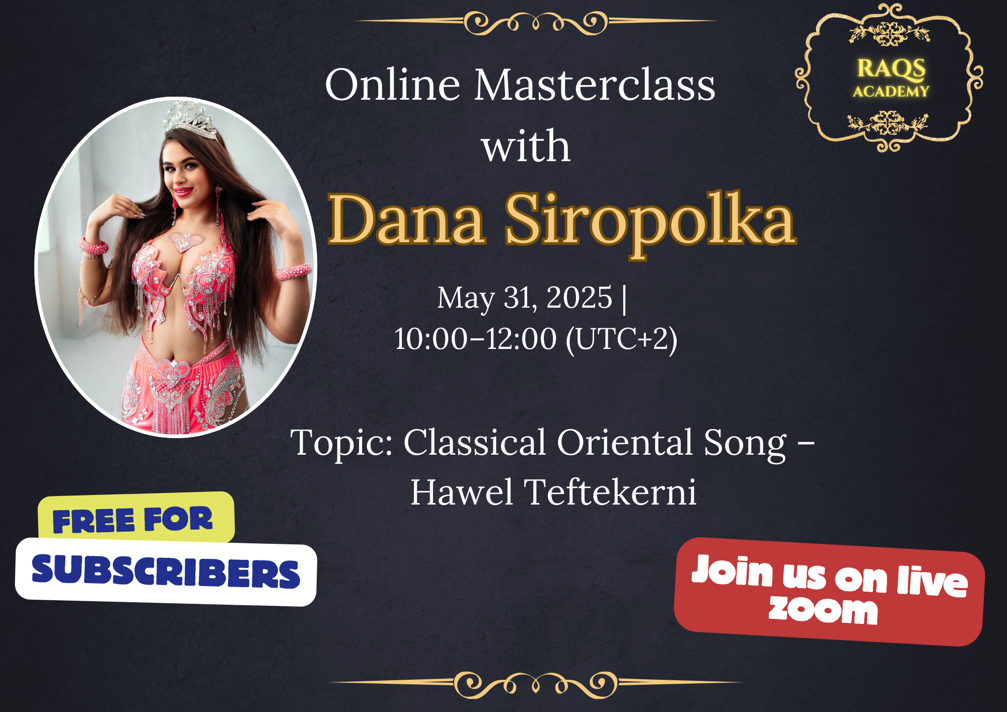 Dana Siropolka – Classical oriental song Hawel Teftekerni ( Live Zoom Workshop)